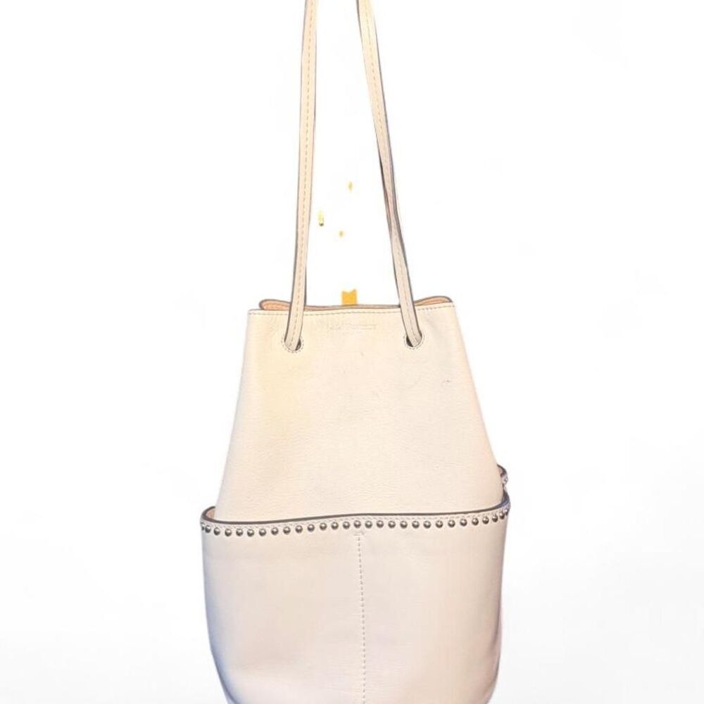 J&M Davidson Mini Daisy Bucket Bag Ivory White Leather Studded Shoulder Bag